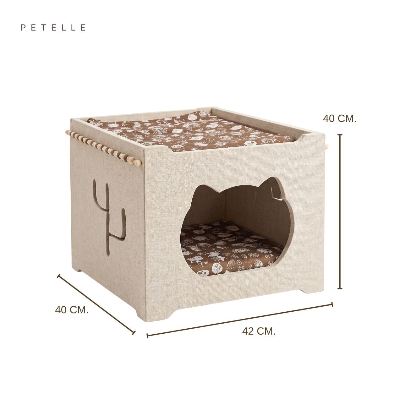 บ้านแมว PETELLE รุ่น CCH-4240 พร้อมเบาะนุ่ม ,สีเบจ_0